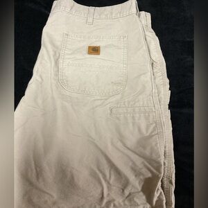 Carhartt Beige Cargo Shorts with Logo Tag